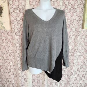 SWEATER Peyton primrose grey black assymetrilcal knit oversized v neck 1x